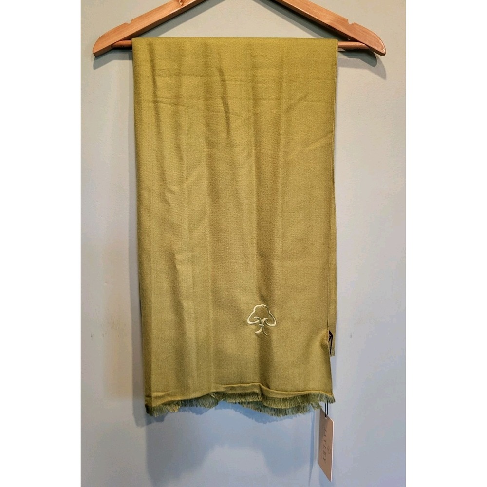 New Jayley Avocado Green Silk Cashmere Blend Rectangle Scarf Wrap Pashmina 75x25